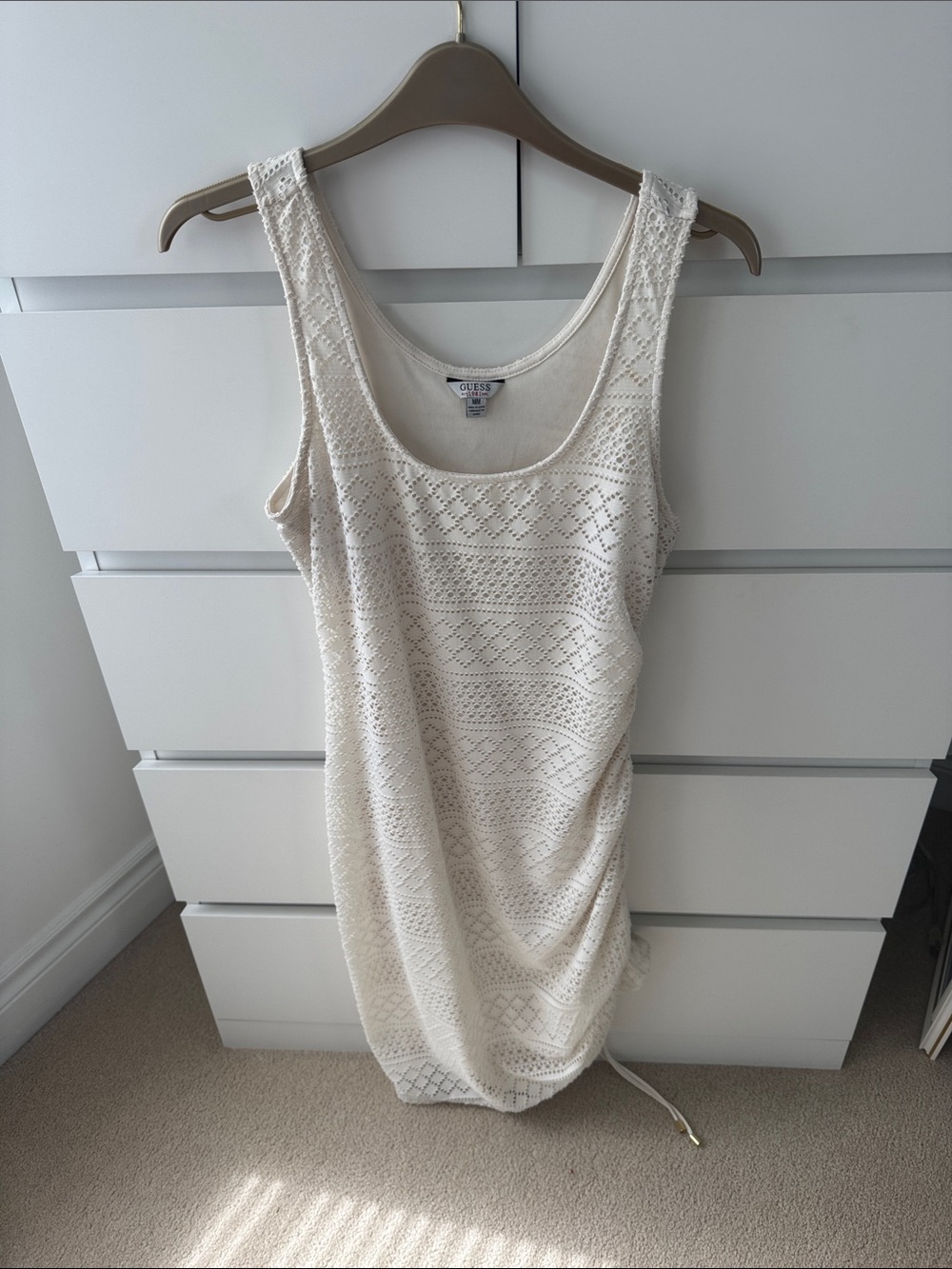 GUESS Cream Crochet Knit Tank Dress